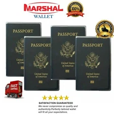 Set of 4 Heavy Duty Clear Vinyl Plastic Passport Cover Holder Travel Family Pack