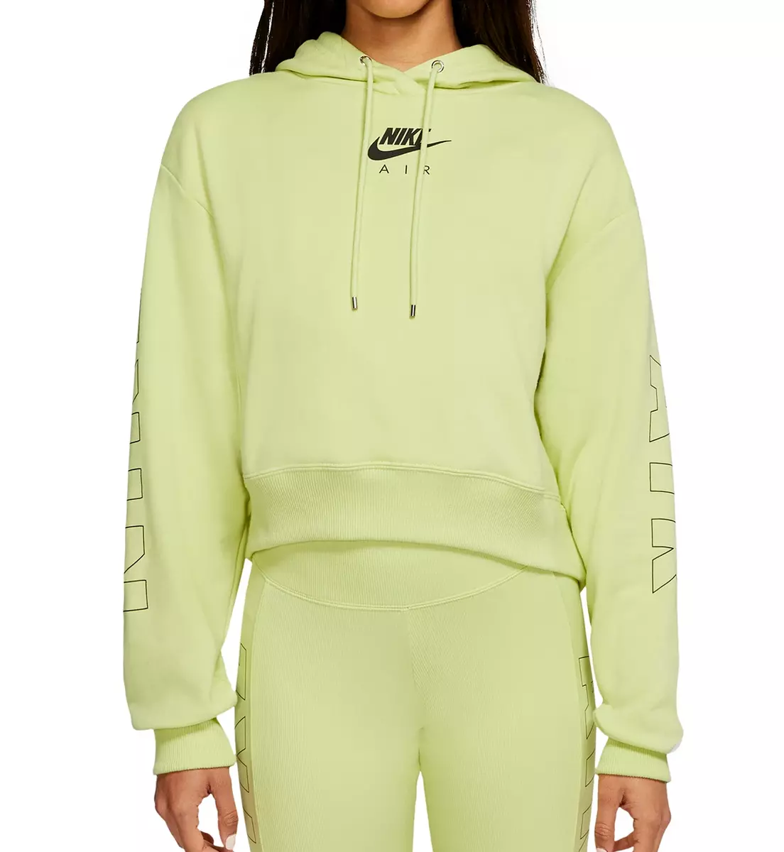 Nike Sportwear Women s Air Green Black Crop Fleece Hoodie DB6050