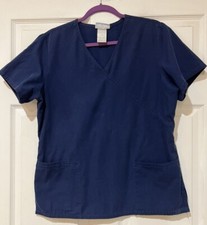 SB Scrubs Top Women  s Sz Medium Navy Indigo Tie Back Pockets