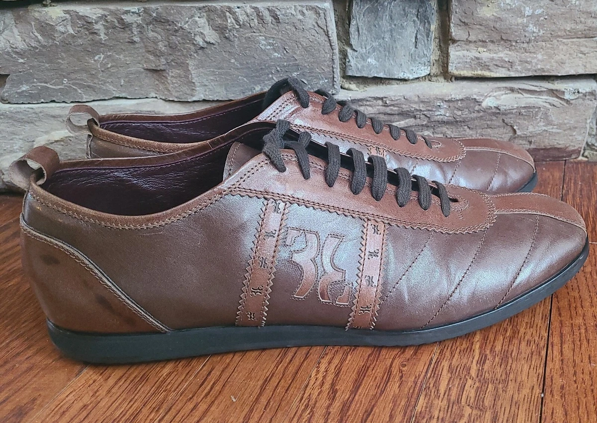 BILLIONAIRE ITALIAN COUTURE MENS BROWN LEATHER Lace Up SPORT SHOES