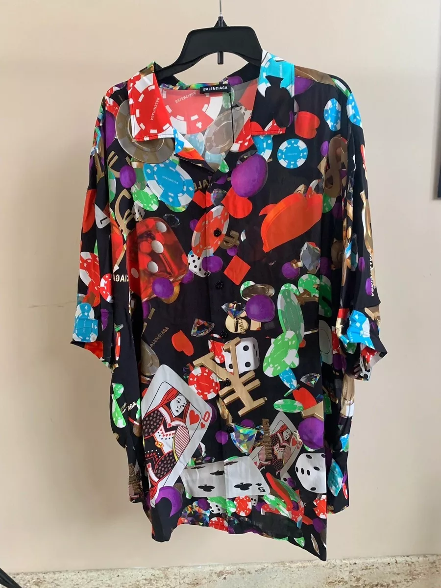 Balenciaga Oversized Casino Shirt in Multicolor BNWT 38 Neck