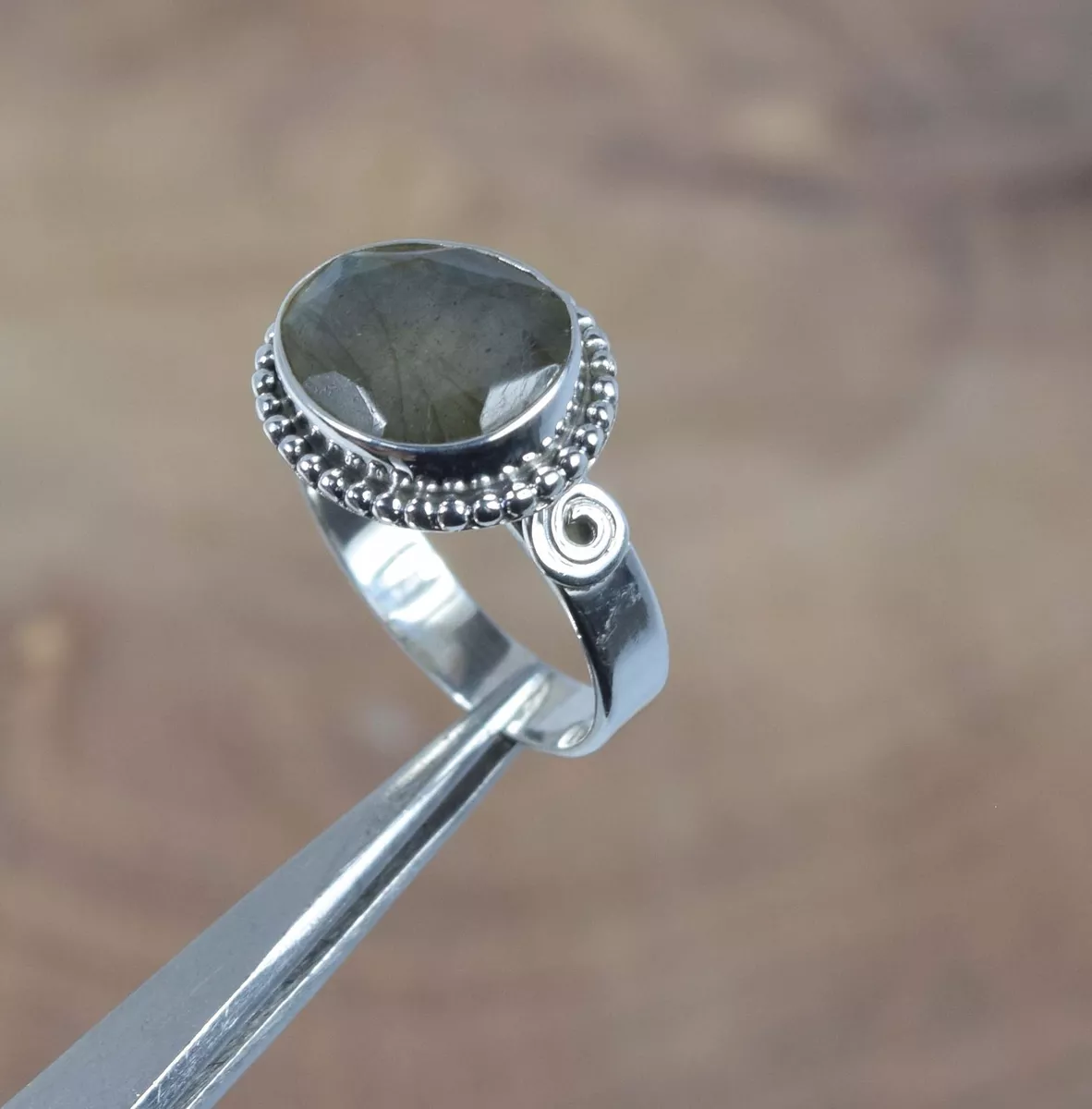925 Solid Sterling Silver Faceted Labradorite Ring 7 us l707 eBay