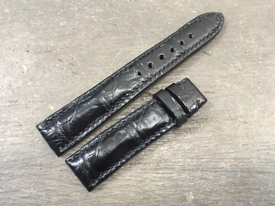 18mm/16mm black alligator crocodile embossed Leather Watch Strap Band