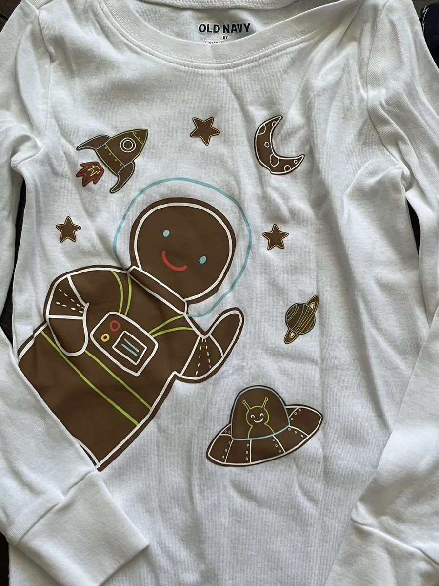 NWT Old Navy Boys Size 5T Space Astronaut Gingerbread Man Holiday