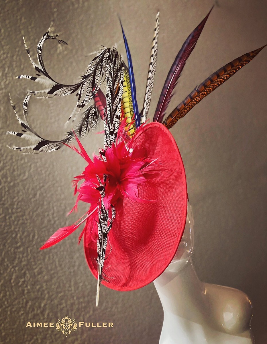 Aimee Fuller Kentucky Derby Fascinator Blue Red Yellow Lady  display picture 3