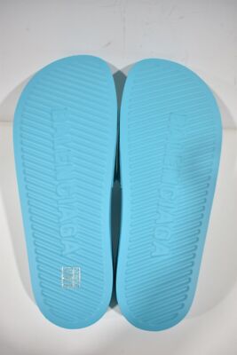 Balenciaga Turquoise Blue Rubber Black Logo Slide Pool Sandal Flip Flop 43 10 Balenciaga Turquoise Blue Rubber Black Logo Slide Pool  main image 4
