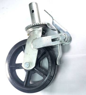 8  x 2  Stem Scaffold Swivel Caster With Mold-On Rubber Wheel & Double Lock