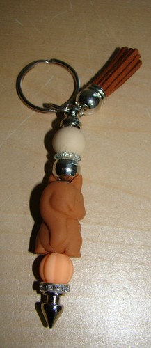 Squirrel Floatie Beaded 7" Ballpoint Pen & Keychain Gift Set Autumn Fall - Picture 5 of 6
