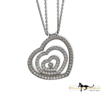 Chopard Happy Spirit Heart Pendant Necklace 18k White Gold,  22 inch