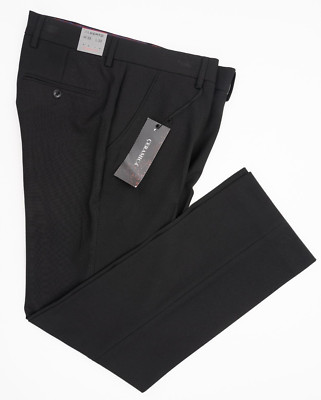 ALBERTO George Black Dress Pants Modern Fit Lightweight Flat Front Chino 33 x 32