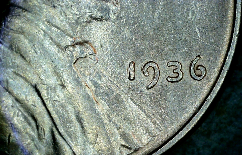 1936 American Cent Circulated Brown DDO Types 1 & 2 Philadelphia Lincoln Wheat - Image 3 of 4