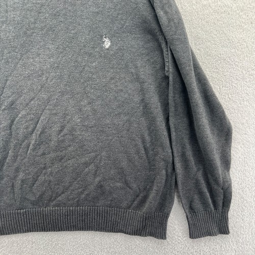 US Polo Assn Sweater XL Mens Gray Long Sleeve Pullover Crew Neck Top Knit Preppy - Picture 3 of 12