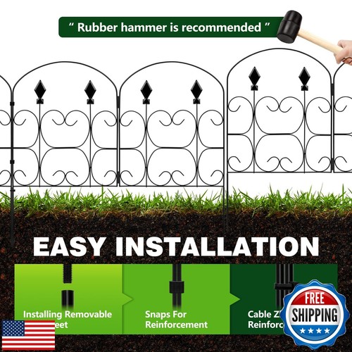 Garden Fence, 10.8ft(L) x 24.5in(H) Garden Fencing Animal Barrier, Arched Rus - Picture 3 of 5