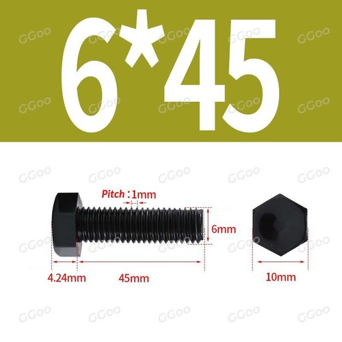 Tornillos de cabeza hexagonal de nailon negro totalmente roscados M3 M4 M5 M6 M8 M10 M12 - Imagen 39 de 81