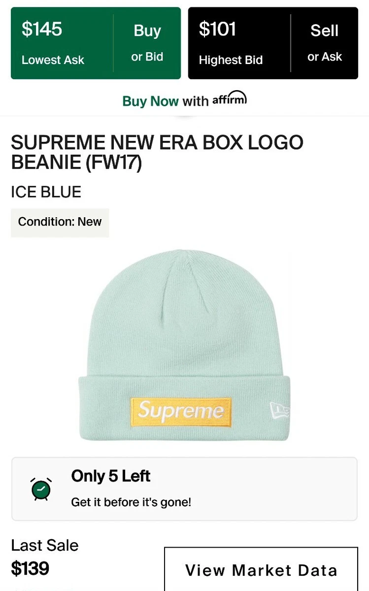 Supreme x New Era Box Logo Beanie 'Light Blue' | Men's Size Onesize