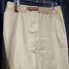 Lauren Ralph Lauren Stretch Khaki Skirt Leather Belt Sz 12