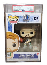Luka Doncic Signed Funko Pop! 128 PSA Encapsulated Auto Mavericks PSA COA LAKERS