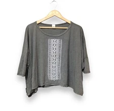 Soul Flower Gray Oversize Boxy Shirt Boho Yoga Festival Organic Cotton