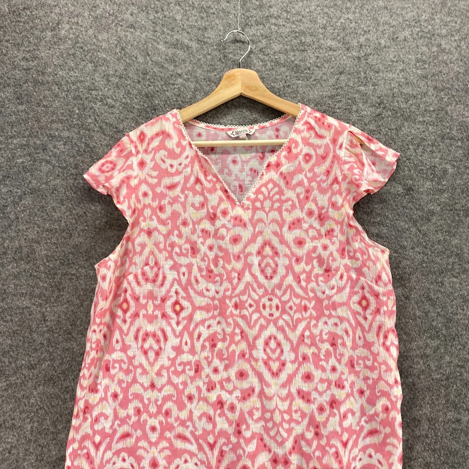 Blusa Nanette Lepore Mujer L Grande Rosa Paisley Cuello en V Manga Corta Rayón Foto 3 de 4