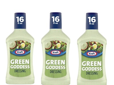 3 BOTTLES Kraft Green Goddess Salad Dressing 16 oz Cool Creamy