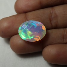 8 Cts 16.7x13 MM Natürlich AAA Grün Gelb Feuer Äthiopische Opal Oval Checker Cut