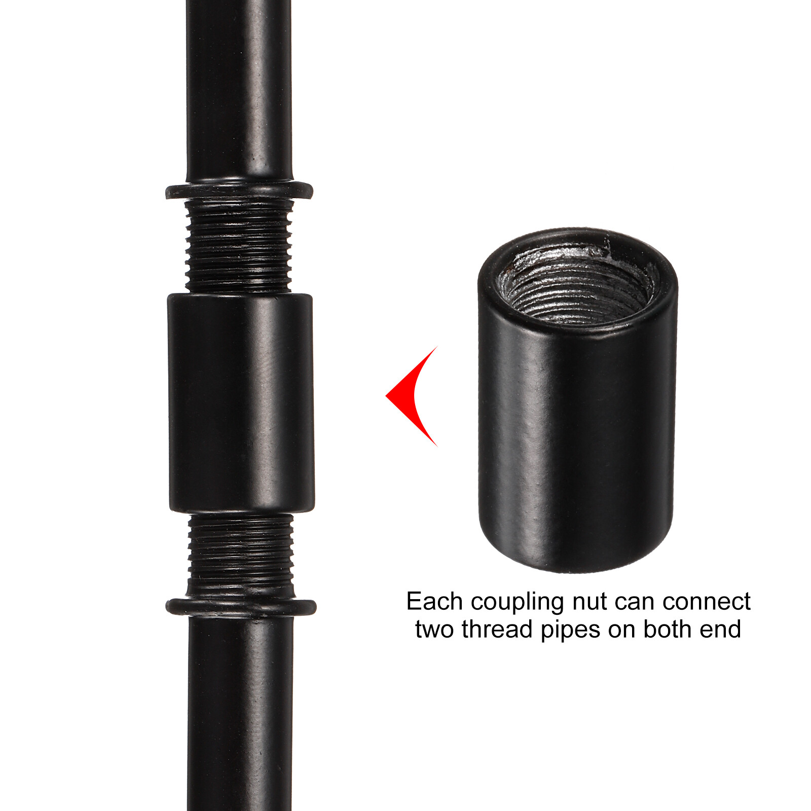 2set M10x1 Threaded Extension Rod Kit 200mm Coupling Nut with Pipe Hex