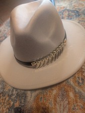 Wide Brim Fedora Hat Panama Cap Chapeau with Alloy Fish Bone Belt for Women Men