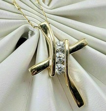 2 Ct Round Cut White Moissanite Women's Cross Pendant 14K Yellow Gold Plated
