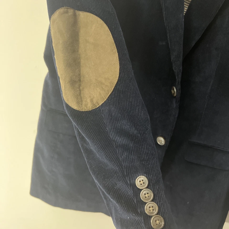 Blazer de pana para hombre talla 42R azul montura abrigo deportivo coderas Foto 3 de 4