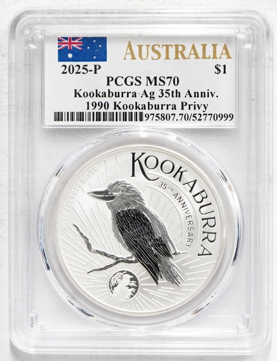 Australian Kookaburra MS 70 Graded PCGS Certified Silver Bullion