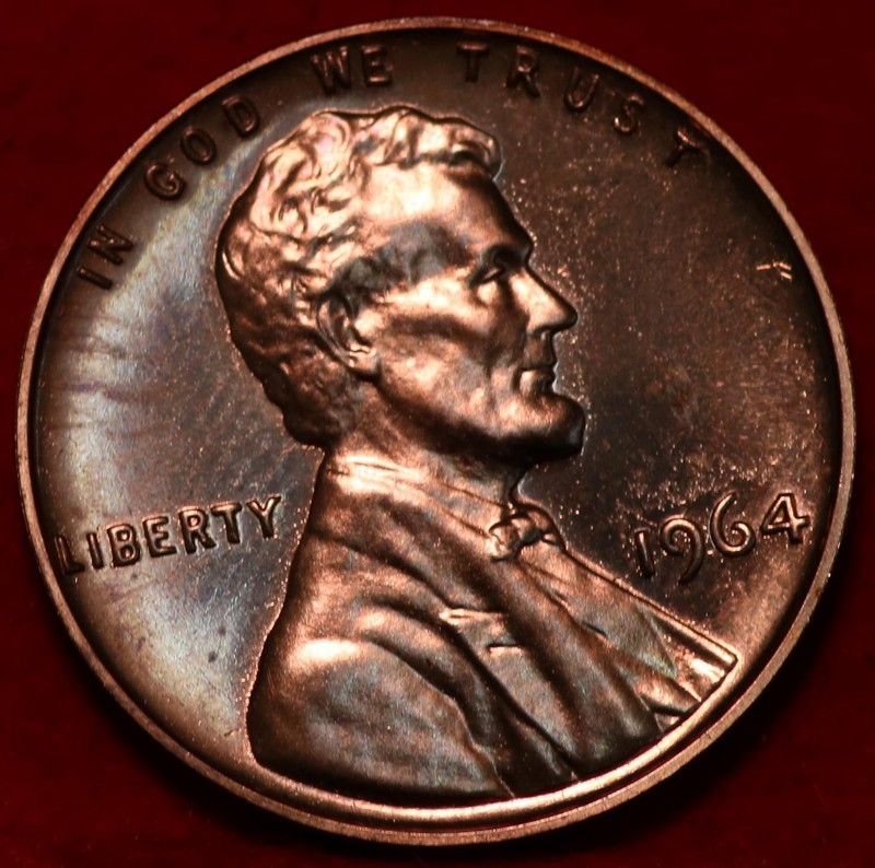 Uncirculated Red Proof 1964 Philadelphia Mint Lincoln Memorial Cent