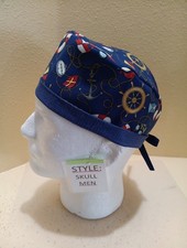 Nautical Men's Skull/Chemo Surgical Scrub Hat/Cap Handmade
