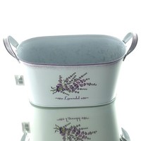 Scheulen Jardieniere Weiß Mit Griffen Im Vintage Look & Lavendelmotiv - Metall