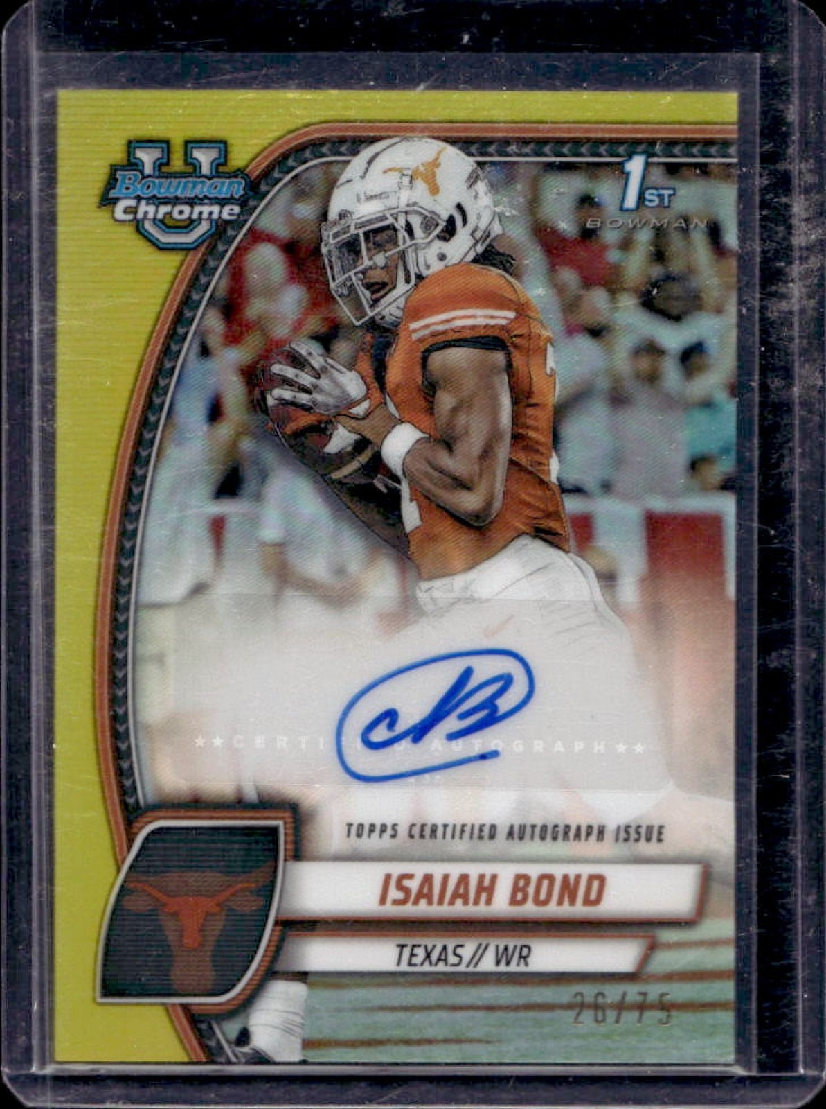2024 Bowman Chrome U Isaiah Bond Prospect Auto Yellow Refractor #26/75