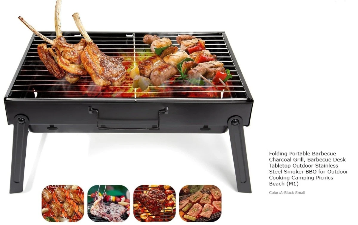 Folding Portable Barbecue Charcoal Grill, Barbecue Desk Tabletop Outdoor