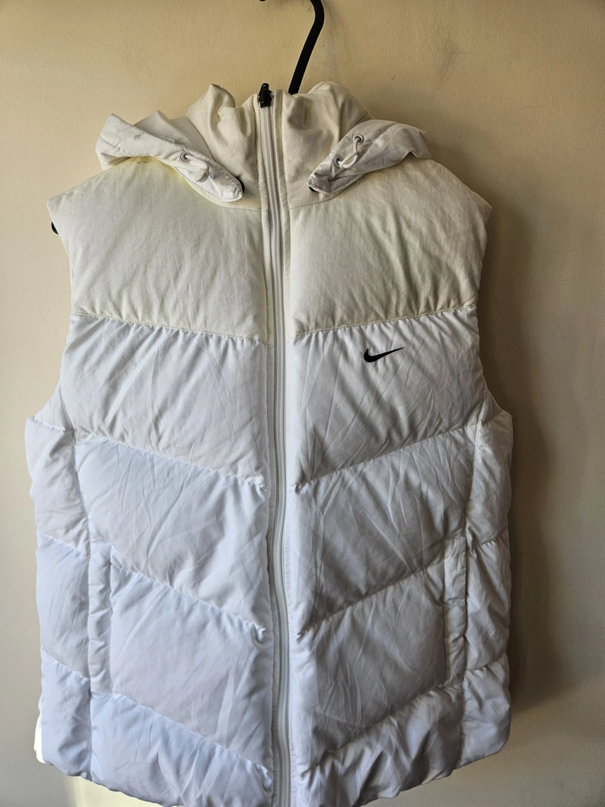 Vintage Nike Allure Down Puffer Vest Women’s XL White Cream Y2K Gilet Hooded - product detail image 1