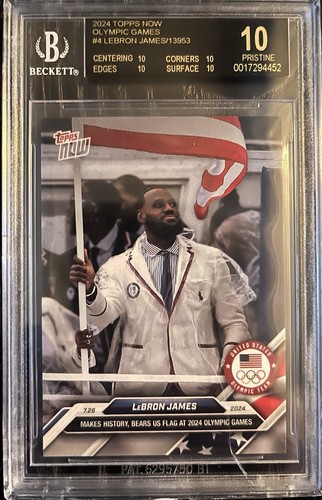 2024 Topps Now Olympic Games #4 Lebron James BGS 10 Pristine BLACK LABEL