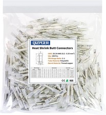 Heat Shrink Butt Connectors 200 Pcs Clear 26 24 AWG Insulated Size: 26-24 AWG