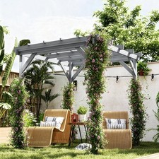 2 x 2m Wooden Pergola Kit, Garden Gazebo Shelter for Climbing Vines, Grey