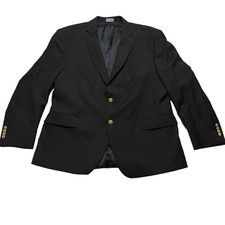 Jos A Bank Black Wool Blazer Size 46S Gold 2-Button Sport Coat Suit Jacket