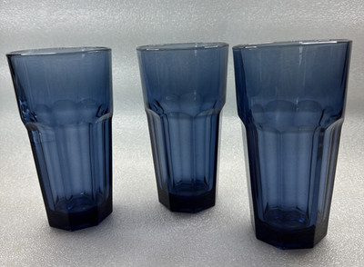 LIBBEY Duratuff Gibraltar 16 Oz. 6.5'' Large Paneled Tumblers Dusky Blue 3-PC
