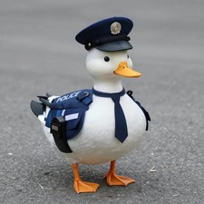 Cute Police Duck Sticker Vinyl Decal - Funny Cop Animal for Laptop, Helmet, Car