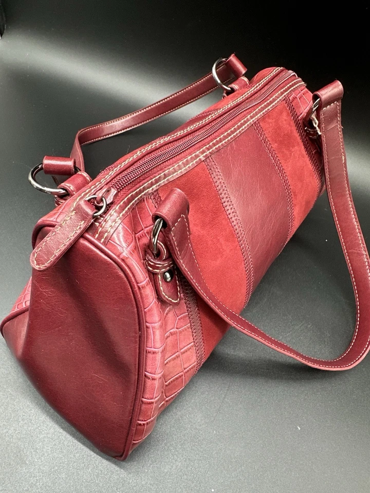Bolso de Mano Vintage Nine West Otoño Rojo Gamuza y Cuero Foto 2 de 4
