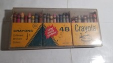 Vintage Binney Smith 48 Crayola Crayons with Plastic Container New York NY USA
