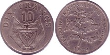 Ruanda 10 Franken 1974