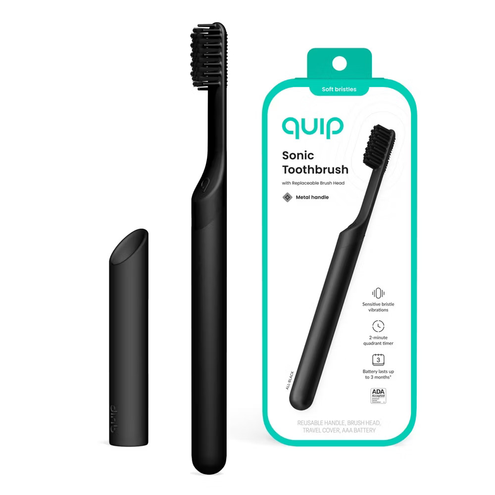 Quip Sonic Electric Metal Toothbrush and Travel Case - Black