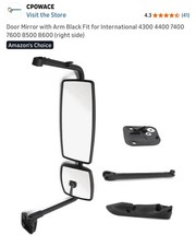 Door Mirror with Arm Black Fit for Internatio...
