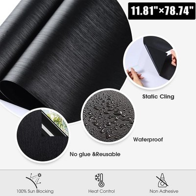 Blackout Window Film 100% UV Blocking Black Tinting Sun Electrostatic Adsorption