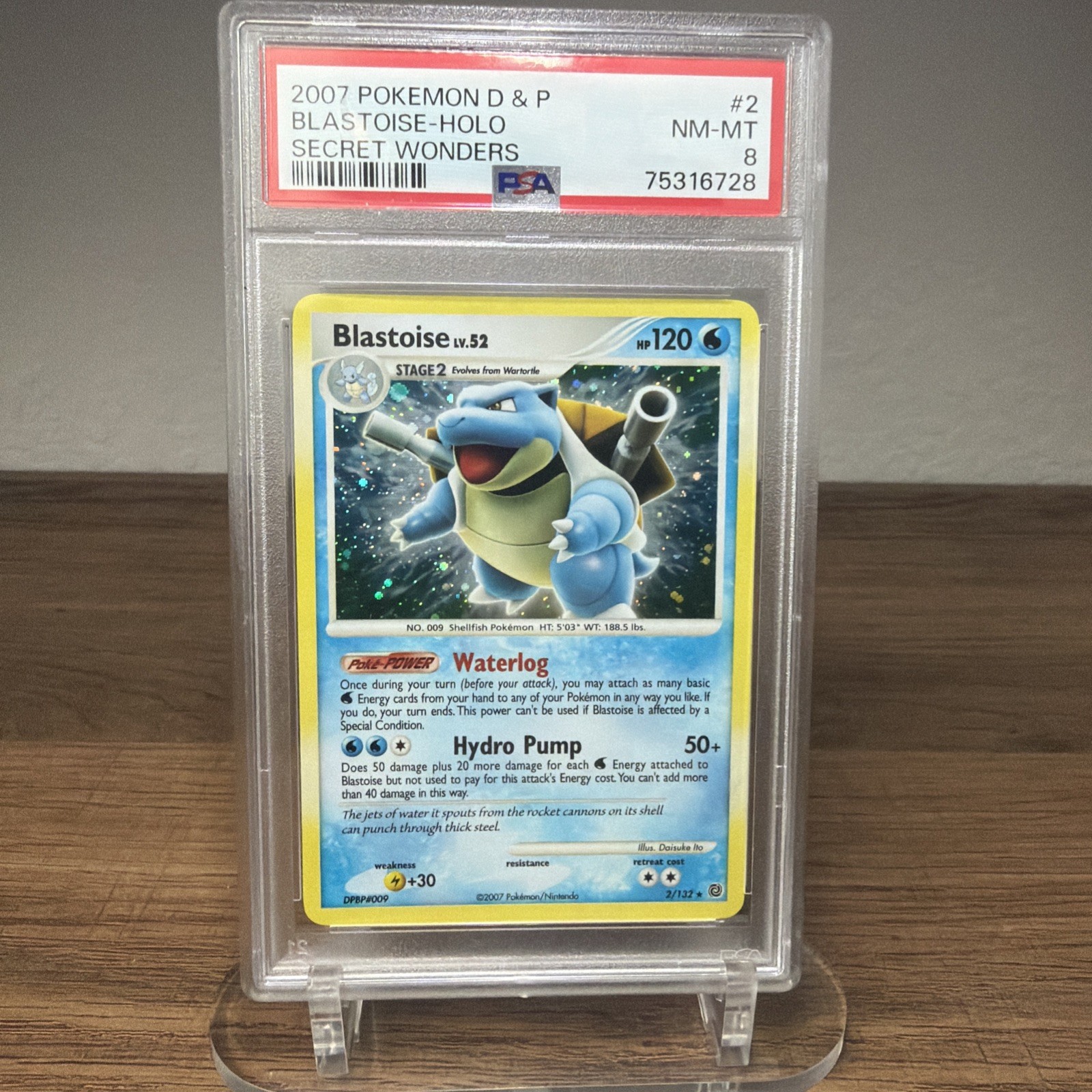 PSA 8 2007 Pokemon D & P Blastoise -Holo Secret Wonders #2