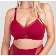Honeylove CrossOver Bra Red Wireless Smoothing Support 2X 42C/D Mesh Detail